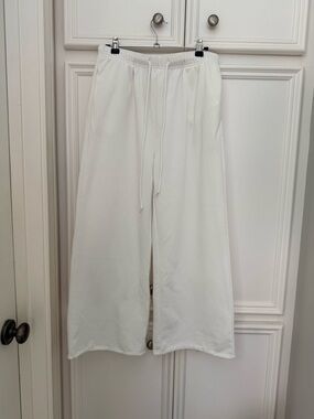 Wide-Leg White Drawstring Lounge Pants